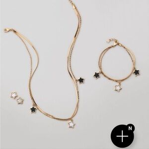 Gold and Black Star Necklace Set